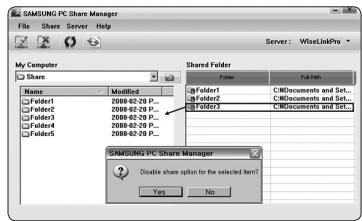 SAMSUNG PN58B650 - Annuler le partage d'un dossier - 1