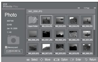 SAMSUNG PN63B550T2F - This menu shows JPEG files and folders saved on an USB memory device. - 2