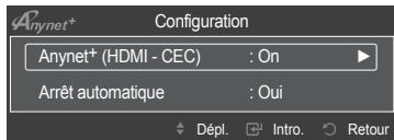 SAMSUNG PN63B550T2F - ■ Configuration d'un appareil Anynet+ pour qu'il s'arrête automatiquement à la mise hors tension du téléviseur - 3