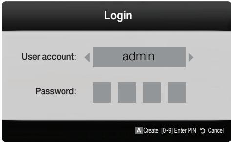 Login User account: admin Password: A Create [0-9] Enter PIN Cancel