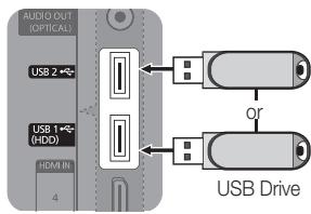 AUDIO OUT (OPTICAL) USB 2 USB 1 (HDD) HDMI IN 4 USB Drive or