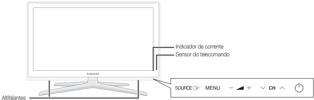 Indicador de corrente Sensor do telecomando SAMSUNG Altifalantes SOURCE MENU CH