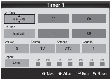SAMSUNG UE37C6600UP - Setting the On / Off Timer - 1