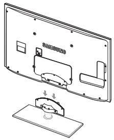 Technical line drawing of a computer monitor rear panel with a base and scroll, showing internal components (no text or symbols)
