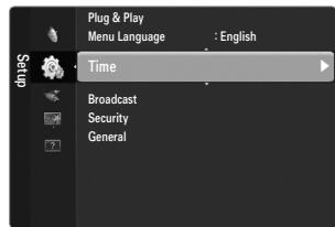 Plug & Play Menu Language : English Time Broadcast Security General