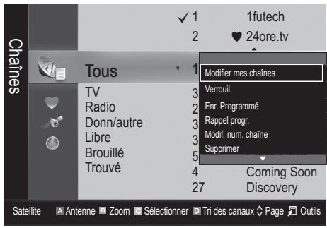 1futech 24ore.tv Tous Modifier mes chaînes Verrouil. Ent. Programmé Rappel progr. Modif. num. chaîne Supprimer Coming Soon Discovery TV Radio Donn/autre Libre Brouillé Trouvé 27 Satellite Antenne Zoom Sélectionner Tri des canaux Page Outils