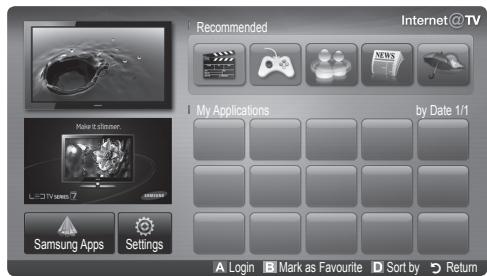 Recommended Internet@TV My Applications by Date 1/1 A Login B Mark as Favourite D Sort by Return