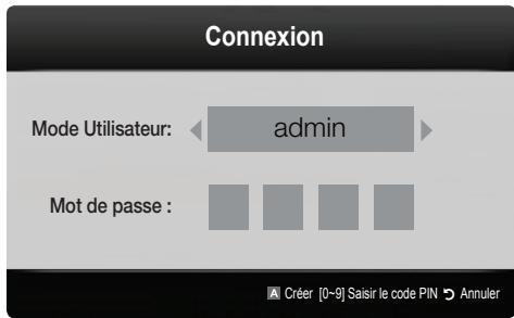 Connexion Mode Utilisateur: admin Mot de passe :