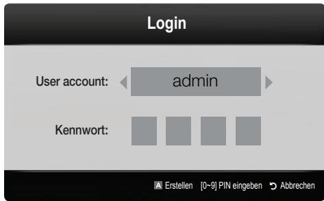 Login User account: admin Kennwort: