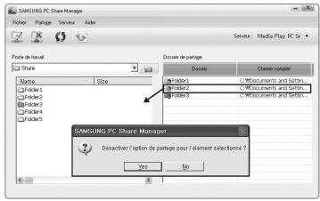 SAMSUNG UN46B7100WF - ■ Annulation d'un partage de dossier - 3