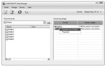 SAMSUNG UN46B7100WF - ■ Annulation d'un partage de dossier - 2