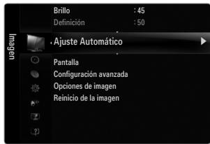 Brillo : 45 Definición : 50 Ajuste Automático Pantalla Configuración avanzada Opciones de imagen Reinicio de la imagen
