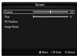 Screen Coarse 50 Fine 0 PC Position Image Reset Move Enter Return