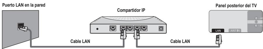 Puerto LAN en la pared Compartidor IP Panel posterior del TV Cable LAN Cable LAN LAN ANT IN