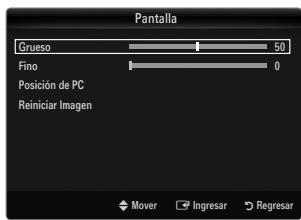 Pantalla Grueso 50 Fino 0 Posición de PC Reiniciar Imagen Mover Ingresar Regresar