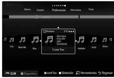 Music Género Carpeta Preferencias Vista basics Titub Dinámico 3/27 ★★★★ Glen Huns Once Ors 2007 Soundtrack I Love You Hufafta Gold Shine Lies Want Me Way SUM Dispositivo conf fav Selección Herramientas Regresar