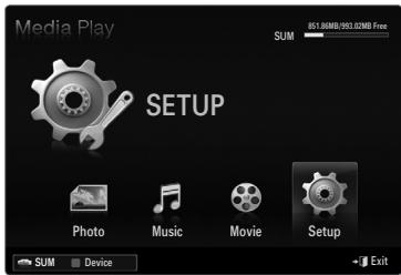 Media Play SUM 851.86MB/993.02MB Free SETUP Photo Music Movie Setup SUM Device Exit