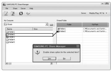 SAMSUNG UN46B7100WF - Sharing a Folder - 3