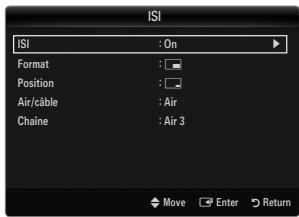ISI ISI : On Format : Position : Air/cable : Air Chaine : Air 3 Move Enter Return