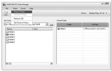 SAMSUNG UN46B7100WF - Sharing a Folder - 1