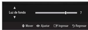 Luz de fondo 7 Mover Ajustar Ingresar Regresar