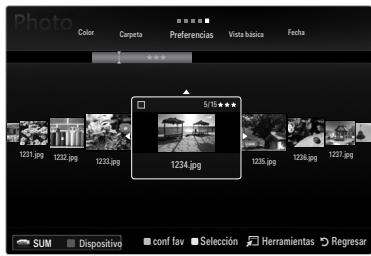 Photo Color Carpeeta Preferencias Vista básica Fecha 1231.jpg 1232.jpg 1233.jpg 1234.jpg SUM Dispositivo conf fav Selección Herramientas Regresar