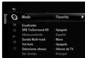 SAMSUNG UN46B8500XF - ☐ Modo → Normal / Música / Cine / Voz clara / Favorito - 1