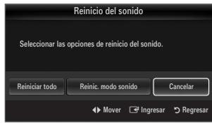 SAMSUNG UN46B8500XF - □ Reinicio del sonido → Reiniciar todo / Reinic. modo sonido / Cancelar - 1