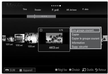 SAMSUNG UN46B8500XF - Options du menu Liste des films - 1