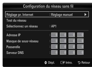 SAMSUNG UN46B8500XF - Configuration du réseau sans fil-Réglage manuel - 1