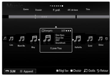 SAMSUNG UN46B8500XF - Classement de la liste de musique - 1