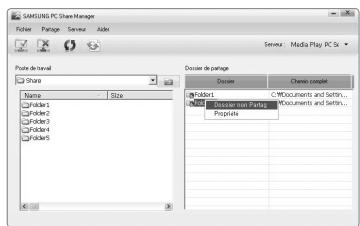 SAMSUNG UN46B8500XF - Annulation d'un partage de dossier - 2