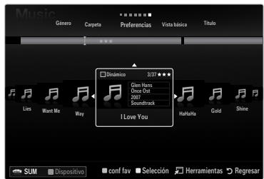 SAMSUNG UN46B8500XF - Clasificación de la lista de música - 1