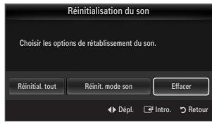 SAMSUNG UN46B8500XF - ☐ Réinitialisation du son → Réinitial. tout / Réinit. mode son / Effacer - 1
