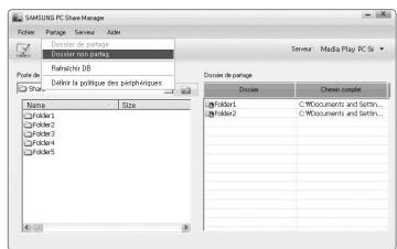 SAMSUNG UN46B8500XF - Annulation d'un partage de dossier - 1