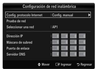 SAMSUNG UN46B8500XF - Configuración de red inalámbrica-Config. manual - 1