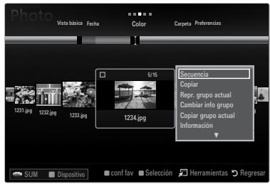 SAMSUNG UN46B8500XF - Menú de opciones de la lista de fotos - 1