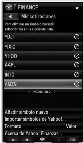 SAMSUNG UN46B8500XF - Uso del servicio de finanzas de Yahoo!® - 1
