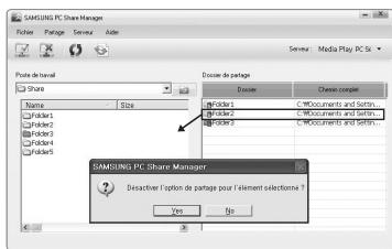 SAMSUNG UN46B8500XF - Annulation d'un partage de dossier - 3
