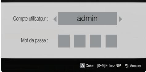 Compte utilisateur : admin Mot de passe :