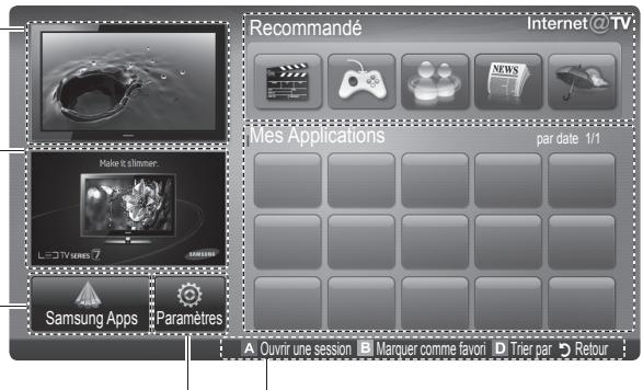 Recommandé Internet@TV Mes Applications par date 1/1 Samsung Apps Paramètres A Ouvrir une session B Marquer comme favori D Trier par Retour