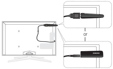 Diagram showing cable connection to a monitor with labeled components and connection point 'or'