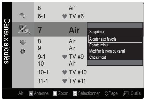 6 Air 6-1 ♥ TV #6 7 Air Supprimer Ajouter aux favoris Ecoute minut. Modifier le nom du canal Choisir tout 8 Air 9 Air 9-1 ♥ TV #9 10 Air 10-1 ♥ TV #10 11-1 ♥ TV #11 Air Antenne Zoom Sélectioner Page Outils