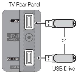 TV Rear Panel USB 2 DIGITAL AUDIO OUT (HOT/CA) USB 1 (HDD) HDMI IN or USB Drive