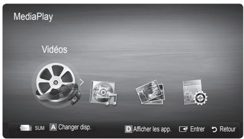 MediaPlay Vidéos sum A Changer disp. D Afficher les app. Entrer Retour