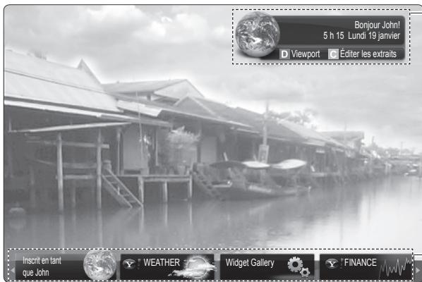 Bonjour John! 5 h 15 Lundi 19 janvier D Viewport Editir les extraits Inscrit en tant que John WEATHER Widget Gallery FINANCE