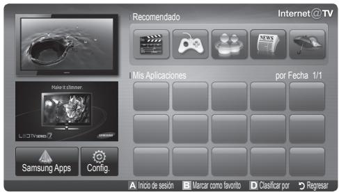 Recomendado Internet@TV Mis Aplicaciones por Fecha 1/1 A Inicio de sesión B Marcar como favorito D Classificar por Regresar