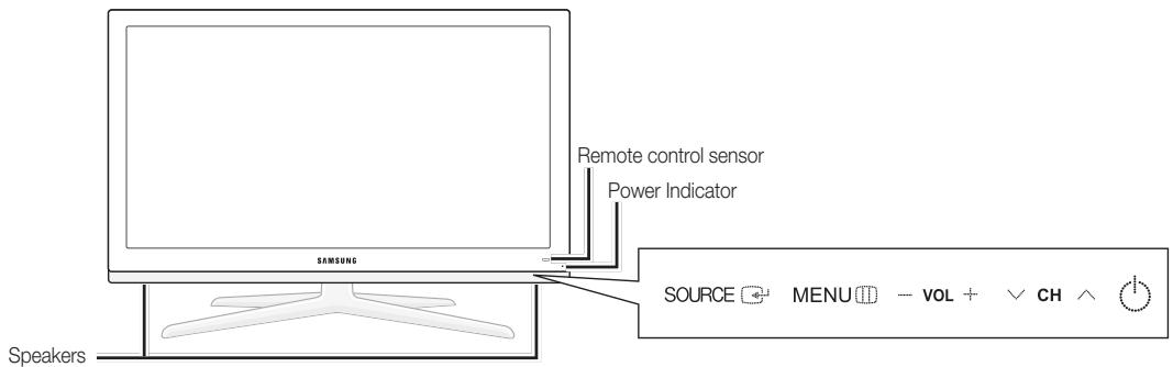 Remote control sensor Power Indicator SAMSUNG SOURCE MENU VOL + CH Speakers