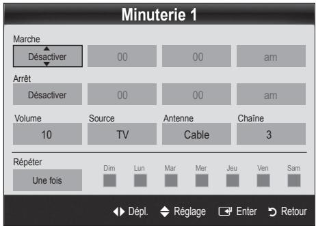 SAMSUNG UN46C9000 - Réglage de la mise en marche et de l'arrêt de la minuterie - 2