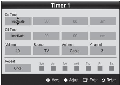 SAMSUNG UN46C9000 - Setting the On / Off Timer - 2